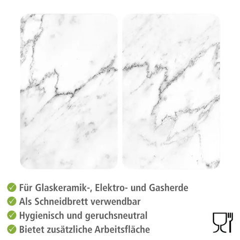 Glasabdeckplatten Marmor 2er 