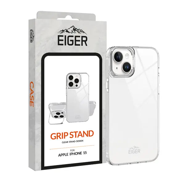 iPhone 15, Grip Stand Case transp.