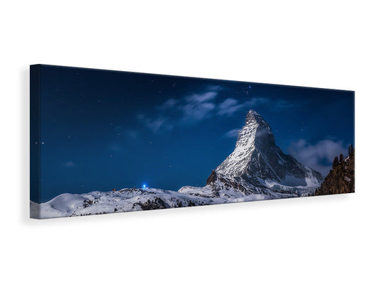 Leinwandbild Panorama Full Moon At Matterhorn