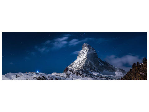 Leinwandbild Panorama Full Moon At Matterhorn