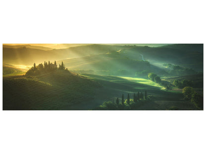 Leinwandbild Panorama Tuscany - Val DOrcia Sunrise