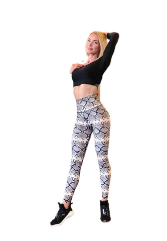 261 Ekstra Høy Midje Leggings i Grønn Slange