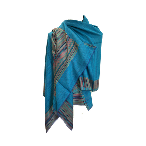 AISHITERU - Amara Cashmere Shawl – Turquoise Symphony - Luxe & Handwoven ✨💙