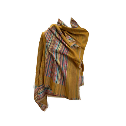 AISHITERU - Solenne Kani Cashmere Shawl - Golden Elegance, Handwoven ✨🧶