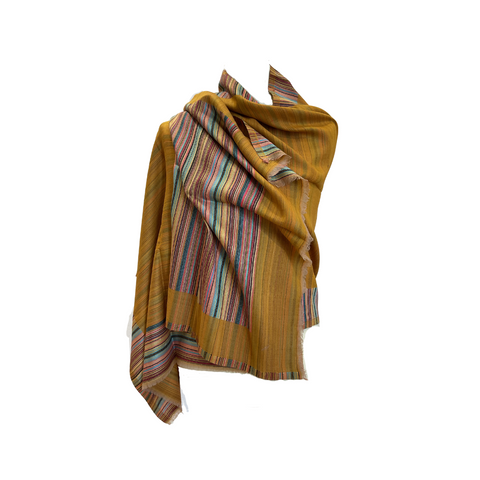 AISHITERU - Solenne Kani Cashmere Shawl - Golden Elegance, Handwoven ✨🧶