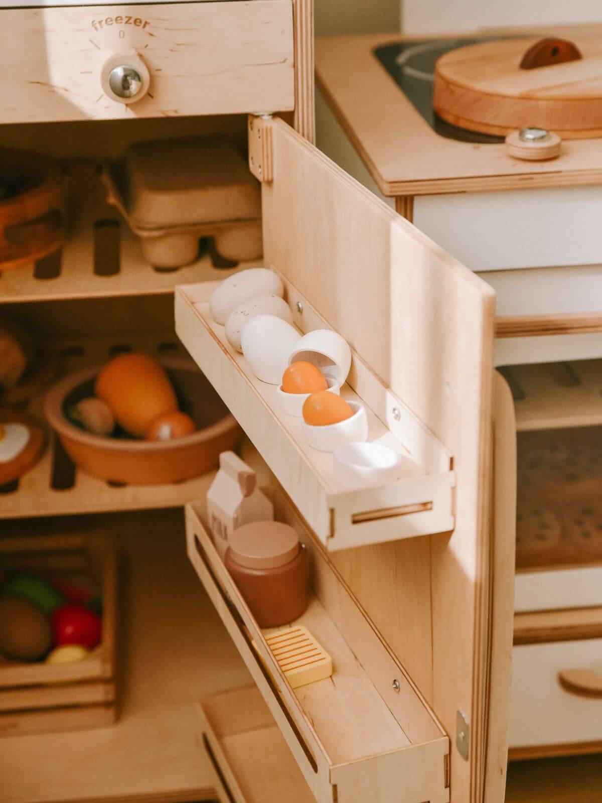 wooden kitchen fridge 