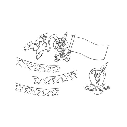 Securit® Fensterschablonen "Windoodle", Format: A2, Thema: Boy Birthday, inkl. 1 Securit® Kreidestift, 3er Set