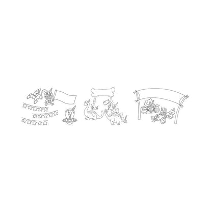 Securit® Fensterschablonen "Windoodle", Format: A2, Thema: Boy Birthday, inkl. 1 Securit® Kreidestift, 3er Set