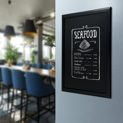 Securit® Wandkreidetafel, Holzrahmen Schwarz, 70x90cm, Outdoor