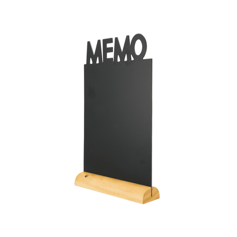 Securit® Tischkreidetafel „MEMO“ Aufsteller 21×35 cm mit Holzfuss