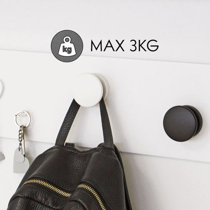 KalaMitica® Magnetische Garderobenhaken Neodym, Ø5.2cm, Weiss/Schwarz, 2 Stk.
