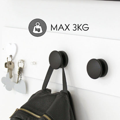 KalaMitica® Magnetische Garderobenhaken Neodym, Ø5.2cm, Schwarz, 2 Stk.