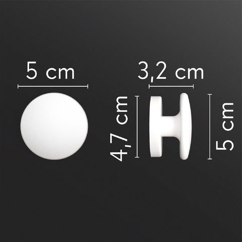 KalaMitica® Magnetische Garderobenhaken Neodym, Ø5.2cm, Weiss, 2 Stk.