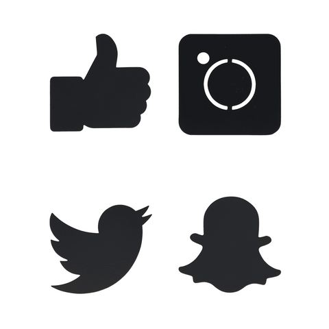 Securit® Wandkreidetafel Silhouette Social Media, 12 Stk., 30x38cm