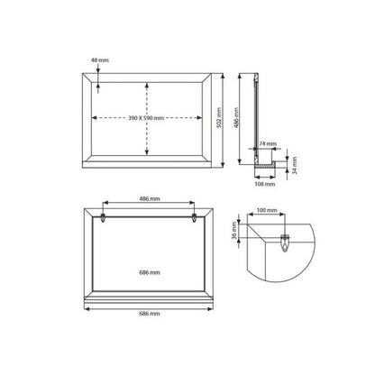 Kreidetafel Magnetisch mit Ablage, Buche dunkel, 50x70cm