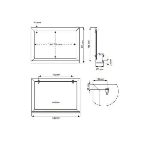 Kreidetafel Magnetisch mit Ablage, Buche dunkel, 50x70cm