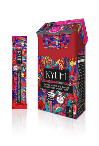 KYUFI – Autentisk Instant Mynte Sort Te | 15 Stænger • Let Sødet • Traditionel Berber Opskrift 🍃🖤