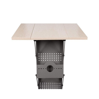 Faltbarer 2 in 1 Prospektständer Concord mit Theke, A4, Grau/Holz