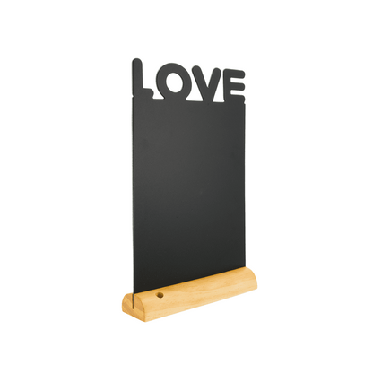 Securit® Tischkreidetafel „LOVE“ Aufsteller 21×35 cm mit Holzfuss