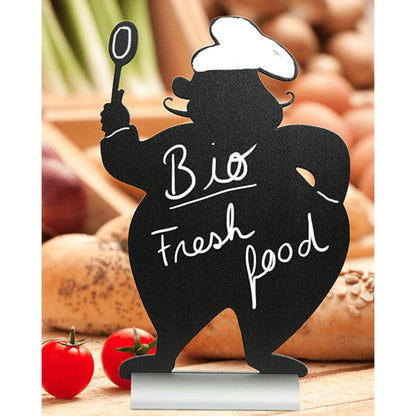 Securit®, Tischkreidetafel Aufsteller mit Aluminiumfuss, "Chefkoch" Form-Silhouette, 22x35cm