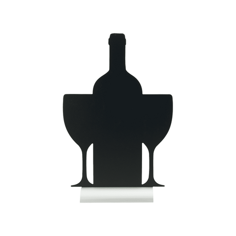 Securit®, Tischkreidetafel Aufsteller mit Aluminiumfuss, "Wein mit Gläser" Form-Silhouette, 23x35cm