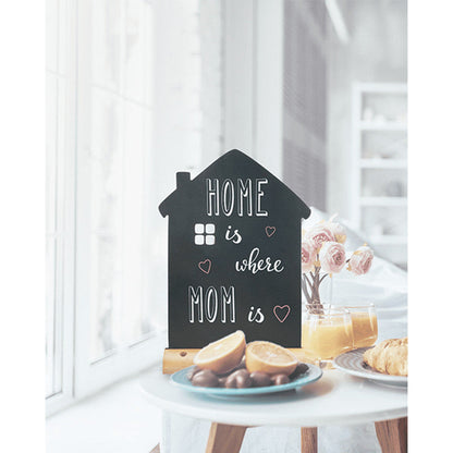 Securit® Tischkreidetafel „Haus“ Aufsteller 23×32 cm mit Holzfuss