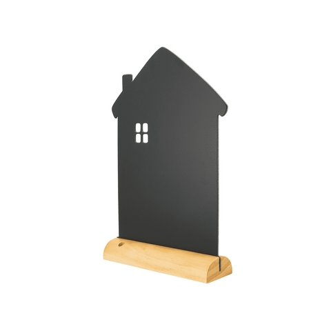 Securit® Tischkreidetafel „Haus“ Aufsteller 23×32 cm mit Holzfuss