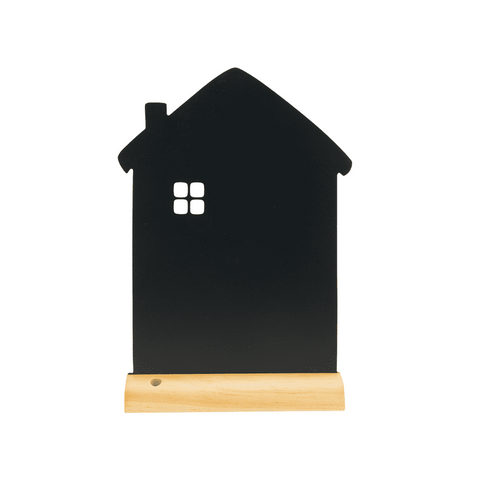 Securit® Tischkreidetafel „Haus“ Aufsteller 23×32 cm mit Holzfuss