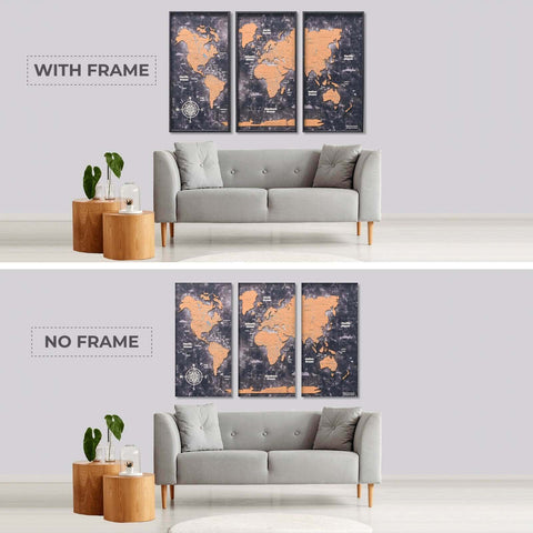 triptych world map