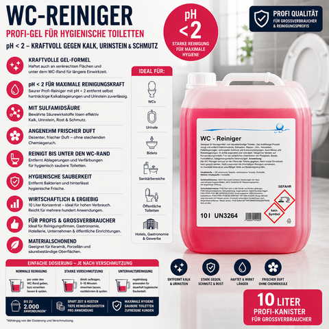 Détartrant urine et calcaire, rouge, pH <2, produit dangereux, 10 litres