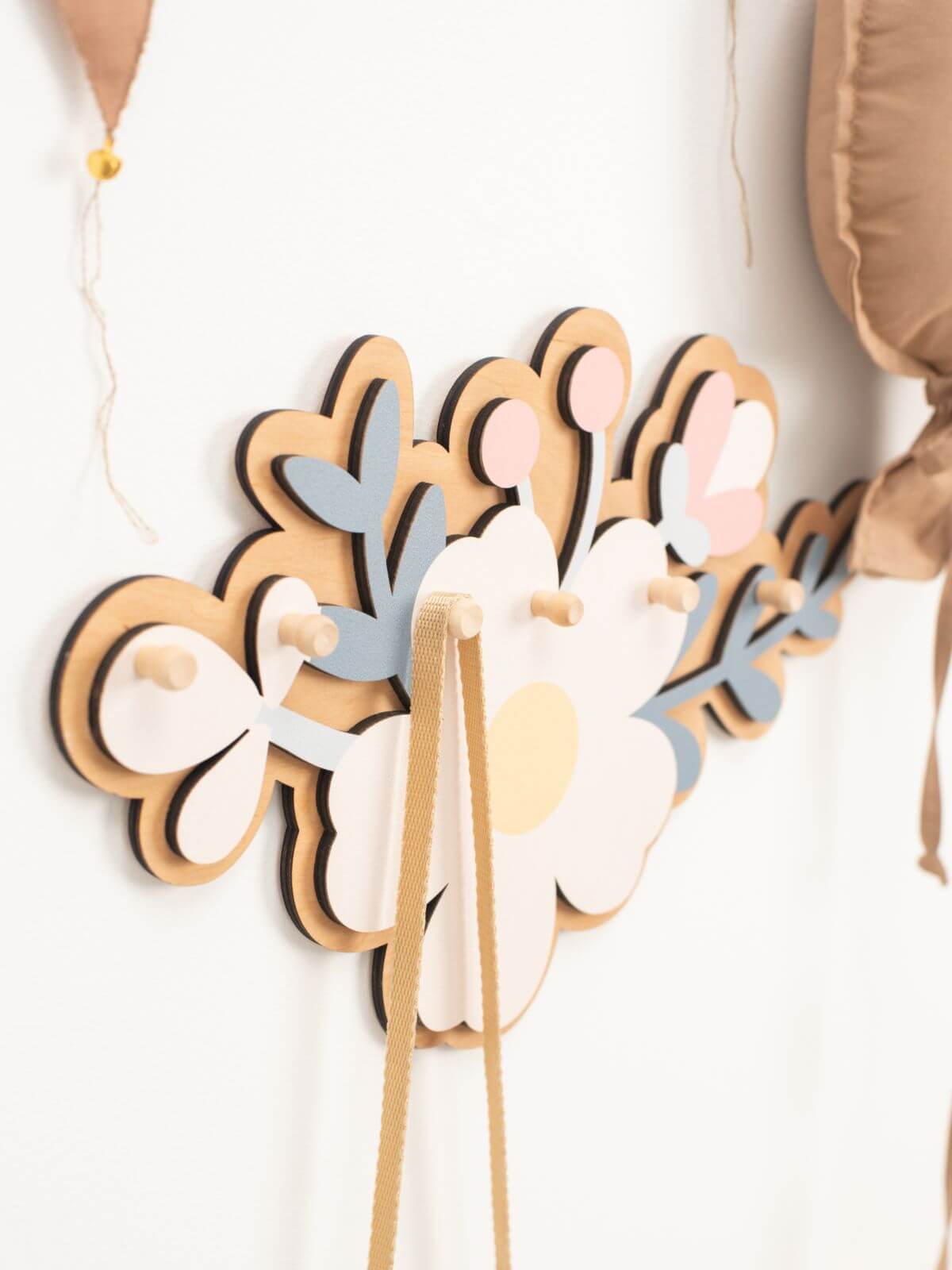 wood flower wall hooks girls room