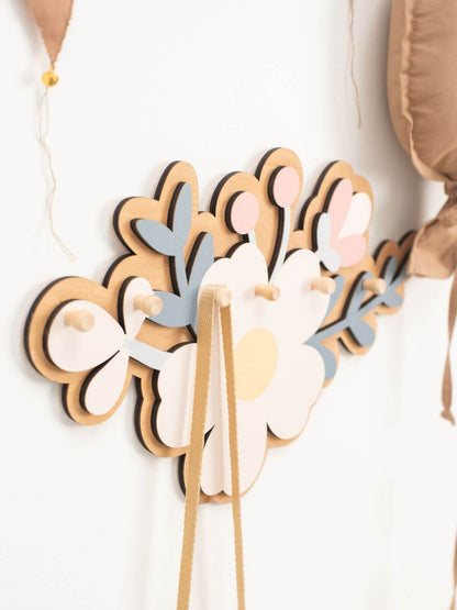 wood flower wall hooks girls room