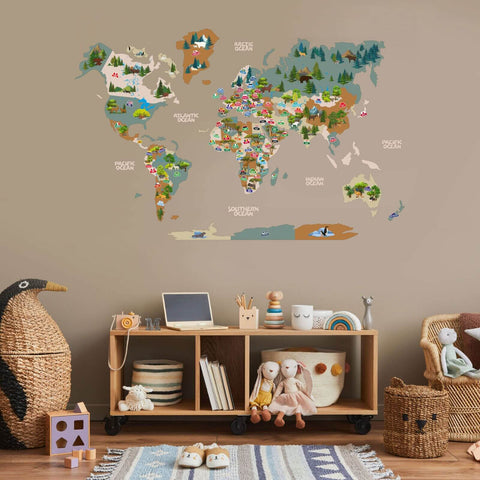 kids world map wall art