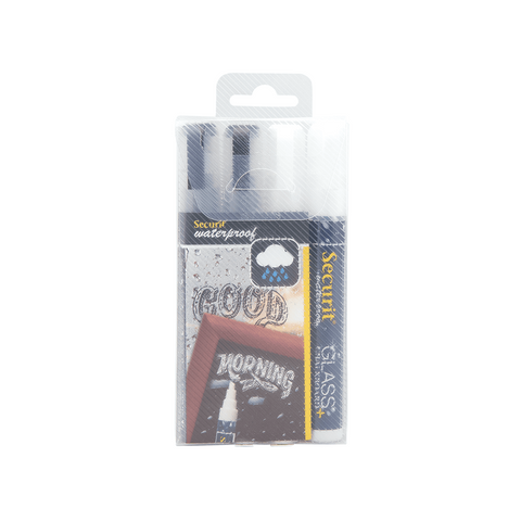 Securit® Kreidemarker Wasserfest, 2-6mm, 4er-Set, 2x Weiss + 2x Schwarz