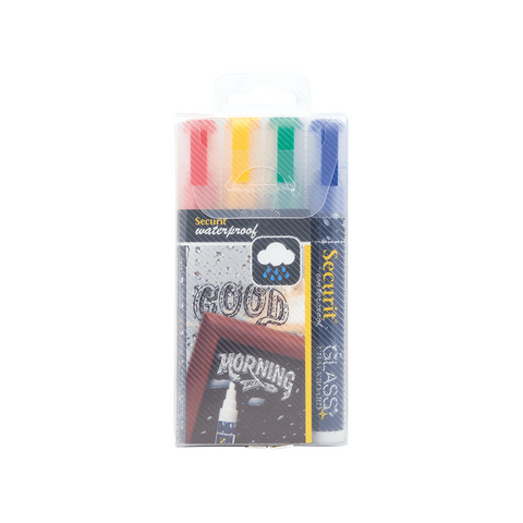 Securit® Kreidemarker Wasserfest, 2-6mm, 4er-Set, Farbig