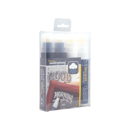 Securit® Kreidemarker Wasserfest, 7-15mm, 4er-Set, 2x Weiss + 2x Schwarz