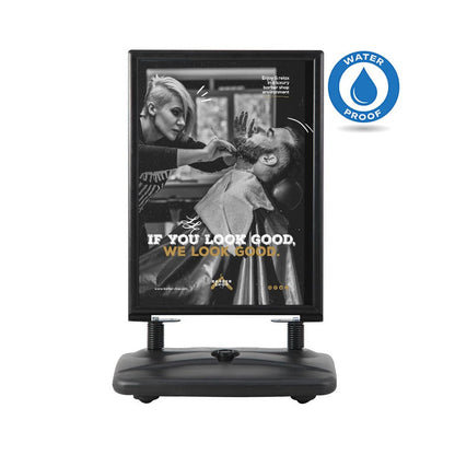 Kundenstopper Alu "Poster Swing" mit Wassertank, DIN A1, Schwarz, Outdoor