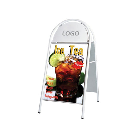 Kundenstopper Stahlrohr Classic mit Logoschild rund, Outdoor