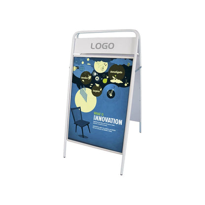 Kundenstopper Stahlrohr Classic mit Logoschild, Outdoor