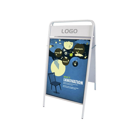 Kundenstopper Stahlrohr Classic mit Logoschild, Outdoor