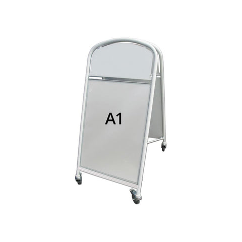 Kundenstopper Stahlrohr Deluxe, mit Topschild Ellipse, DIN A1, Outdoor