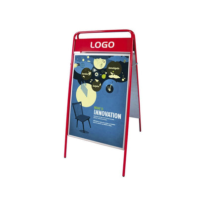 Kundenstopper Stahlrohr Classic mit Logoschild, Outdoor