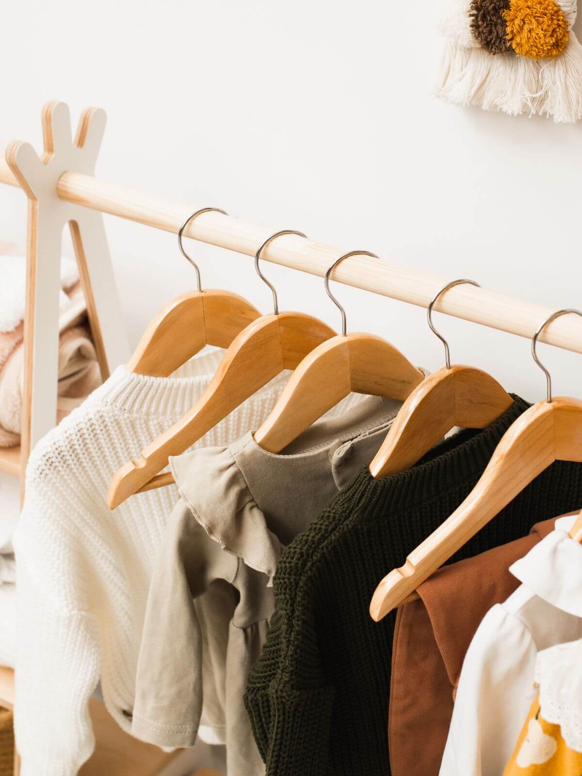 wooden clothes rack 