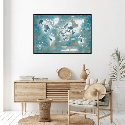 wooden panel world map