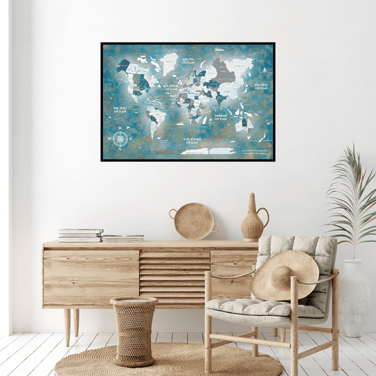 wooden panel world map