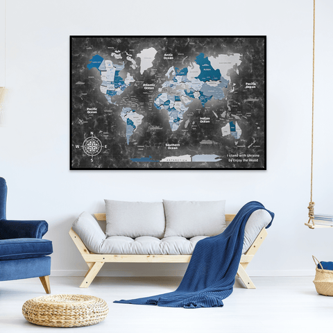 wood panel world map