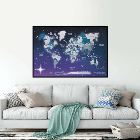 wooden panel world map