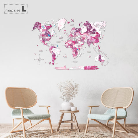 pink world map