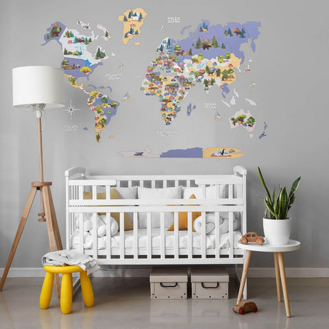 kids world map wall art