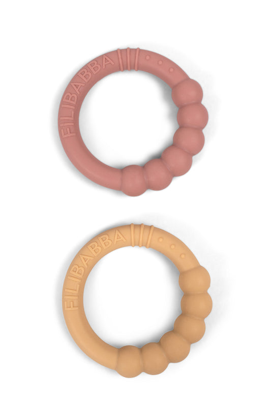 FILIBABBA - Anelli Dentizione in Silicone 2-Pack - Sollievo Rilassante per Bambino 🌸🍼
